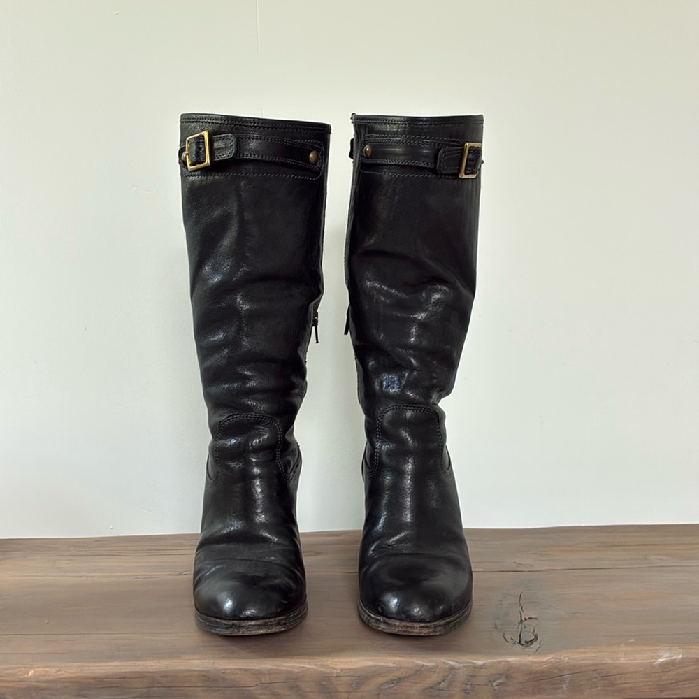 VINTAGE COACH MAXENE BOOTS LEATHER BLACK Q262 SIZE MEDIUM